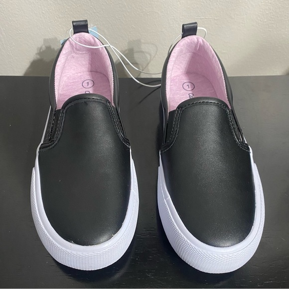 NEW- Girls Hailey Slip-On Sneakers - Cat & Jack - Size 1 Color Black/purple - Picture 7 of 8